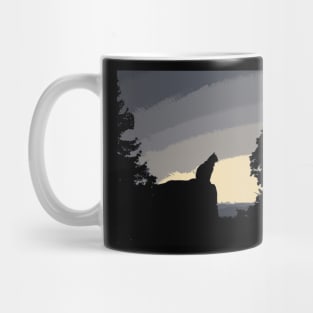 Cat Silhouette At Sunset Mug